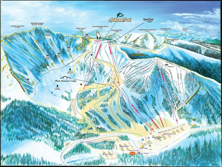 arapahoe basin area trail map front-side